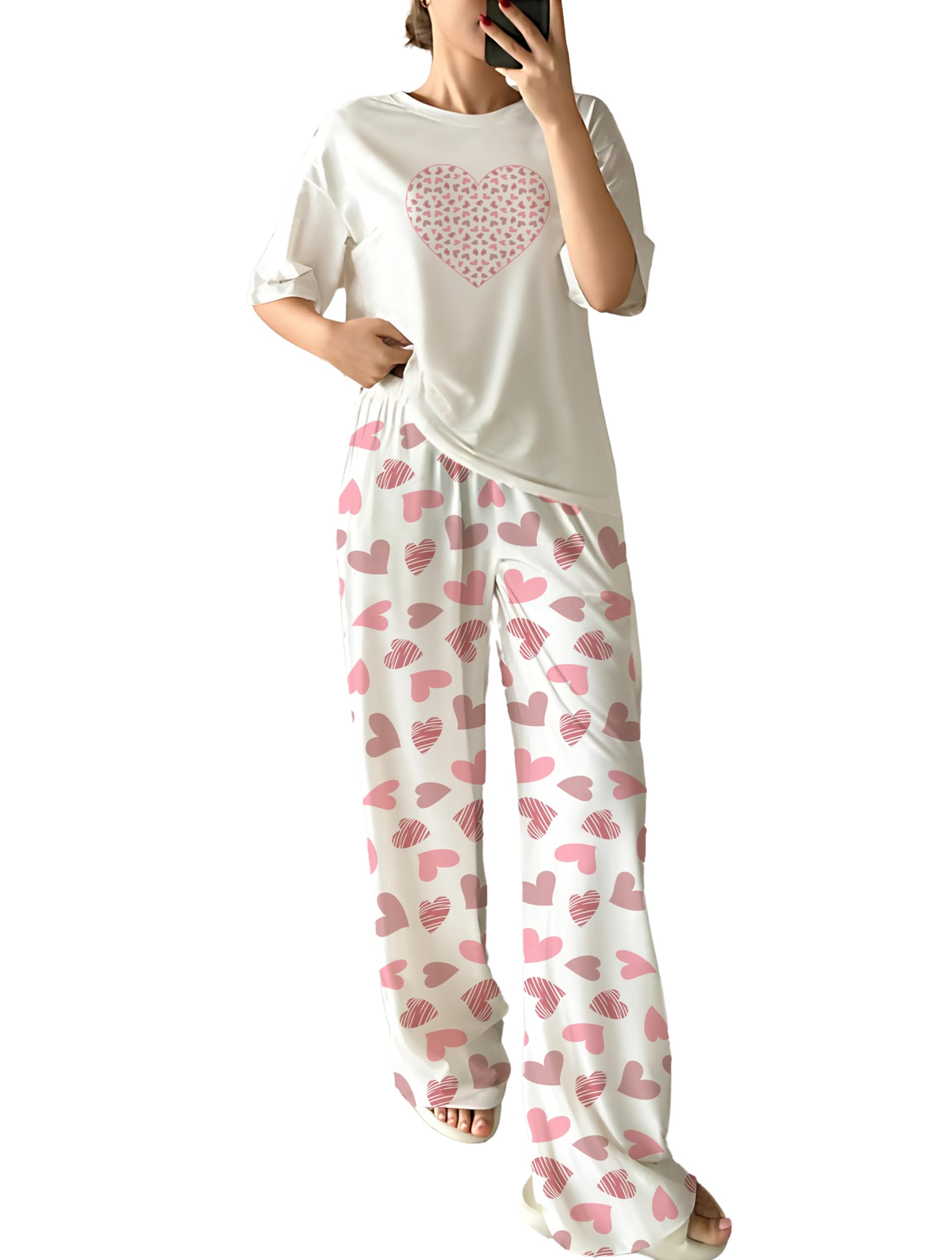kshs Women's Cotton Blend T-Shirt & Pyjama Ethnic Co Ord Set, Printed Night Suit, Western Dress, Sleepwear with Relaxed Fit and Stylish Design-picture-33