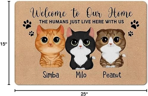 Miniatura 2 de Tapete personalizado con diseño de acuarela, diseño de gatos lindos que todos los visitantes deben ser aprobados, tapete de bienvenida, regalo para