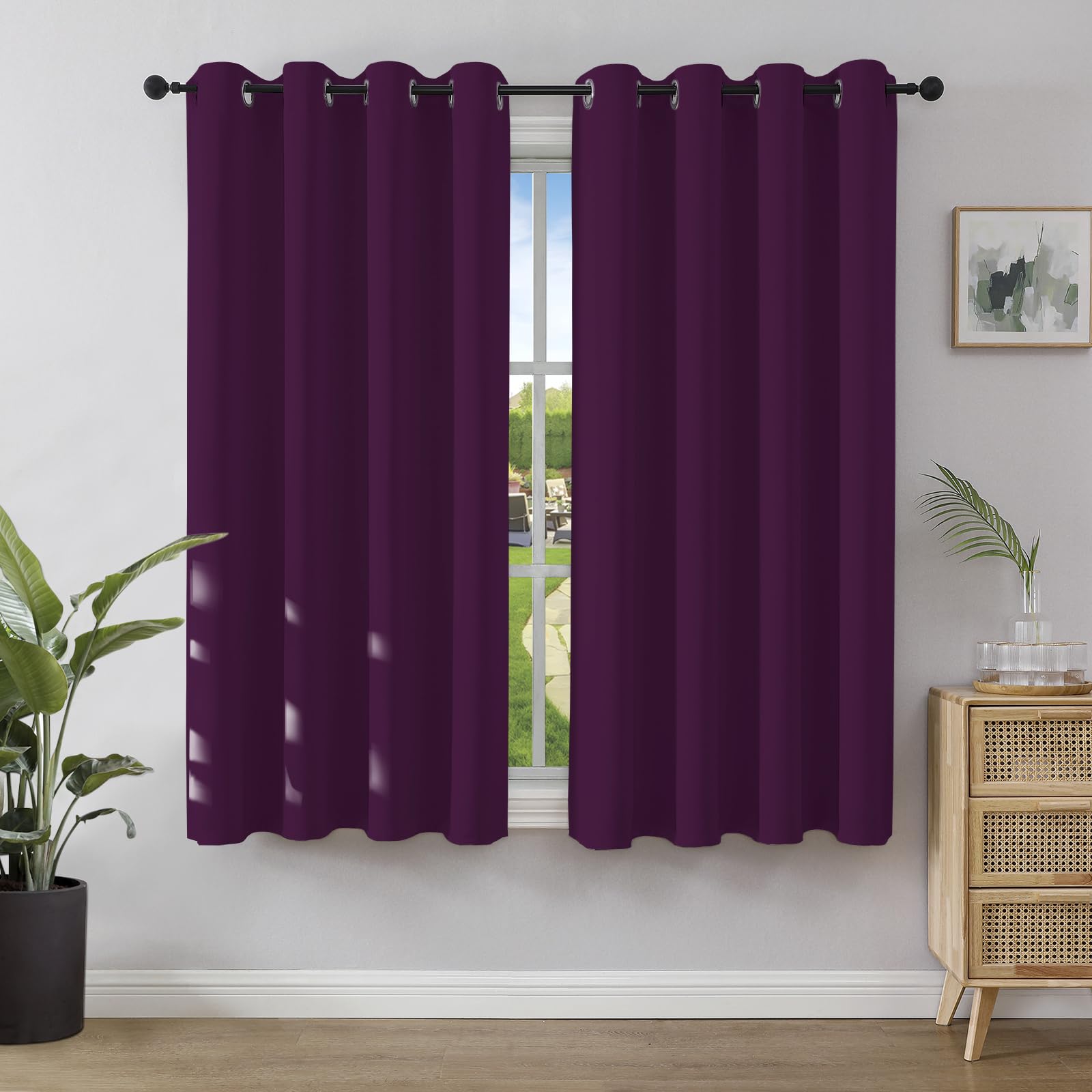 Joydeco Rideau Occultant 2 Pièces, Rideau Thermique Isolant Anti Chaleur Tenture Opaque à Oeillets Isolation Lumiere Anti UV Decoration Chambre Maison Salon Intérieurs