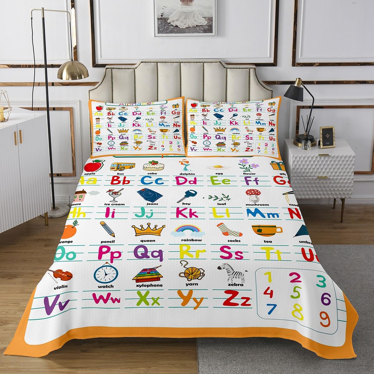 The Feelyou ABC Alphabet Coverlet Set Twin Size, Cute Educational