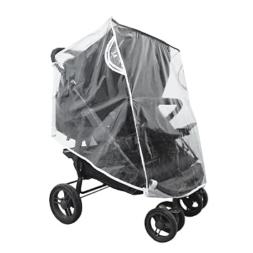 Double Stroller Rain Cover, Universal Waterproof Windproof Rain Shield for Side by Side Twin Baby Strollers, Outdoor Accessories for Jogger and Umbrella Strollers