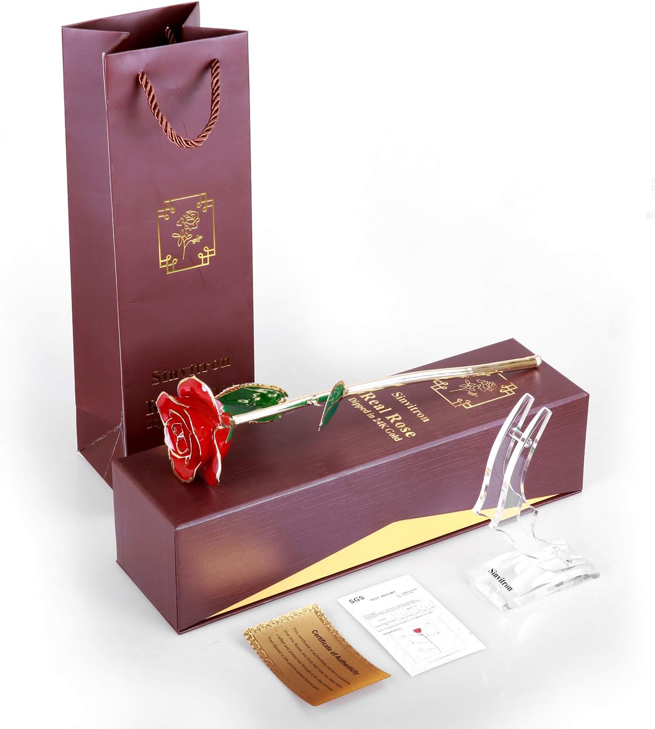 Sinvitron Gold Dipped Infinity Rose - Eternal Resin-Preserved Rose | Forever Flower Decor for Birthdays, Mother’s Day, Anniversaries | Unique Gift for Women, Mom, Wife (Red) - Image 9