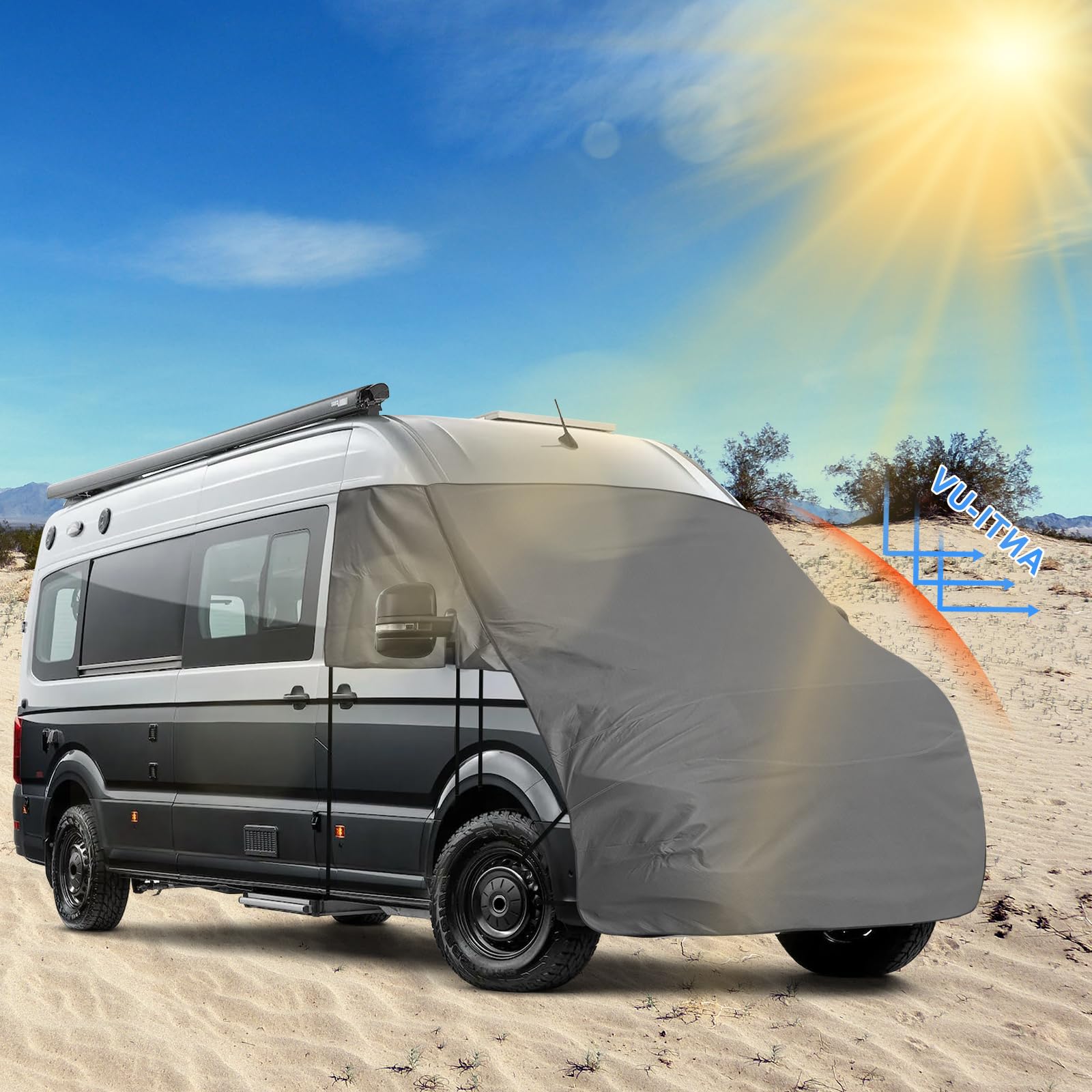 Housse pour Pare-Brise de Voiture Remplacement pour VW Crafter 2017-2024, Bloque Les Rayons UV, 420D Oxford Tissée Housse de Voiture Résistante Aux Intempéries Couvre Tout Le Capot