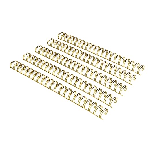 RAYSON Double Loop Binding Wire Spines, 1 Inch, 2:1 Pitch Binding Wires Capacity 240 Sheets, 21-Loops for Letter Size Paper, Gloden Binding Wire Spiral Pack of 50
