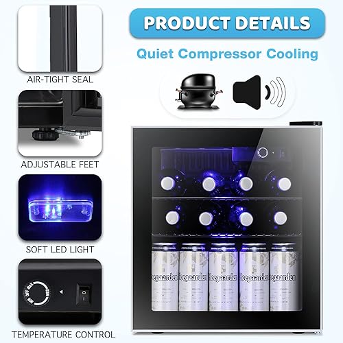 Miniatura 5 de Antarctic Star - Minirrefrigerador con puerta de vidrio, para cervezas, gaseosas o vino, dispensador pequeño, con capacidad para 60 latas, parte