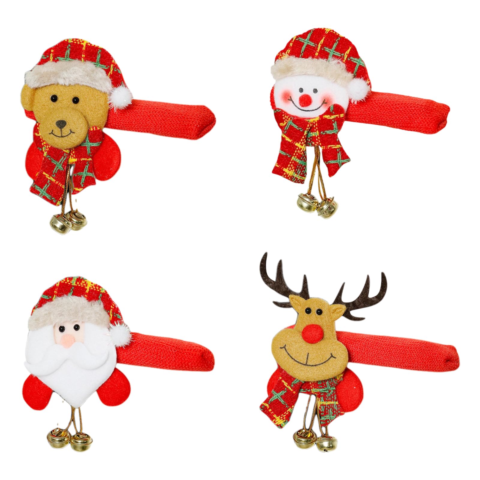 Xjdzineq Snowman Santa Door Handle Sleeves Easy Slip on Cloth Cover Holiday Indoor Home Accessory Holiday Door Handle Cover with Bells