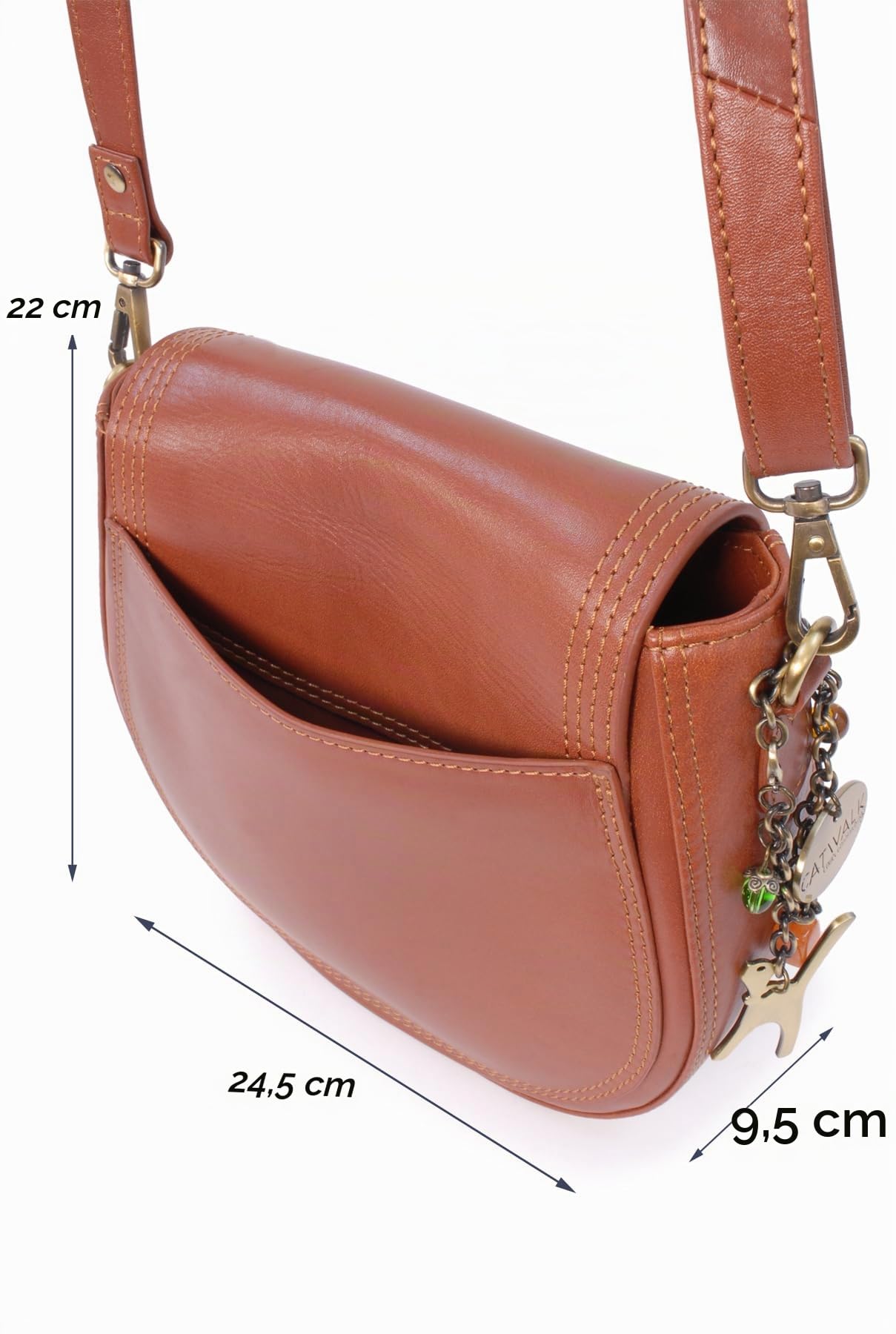 Catwalk Collection Handbags - Borsa a Sella in Pelle - Borsa a Tracolla da Donna - Media - Tracolla Regolabile - Isabella