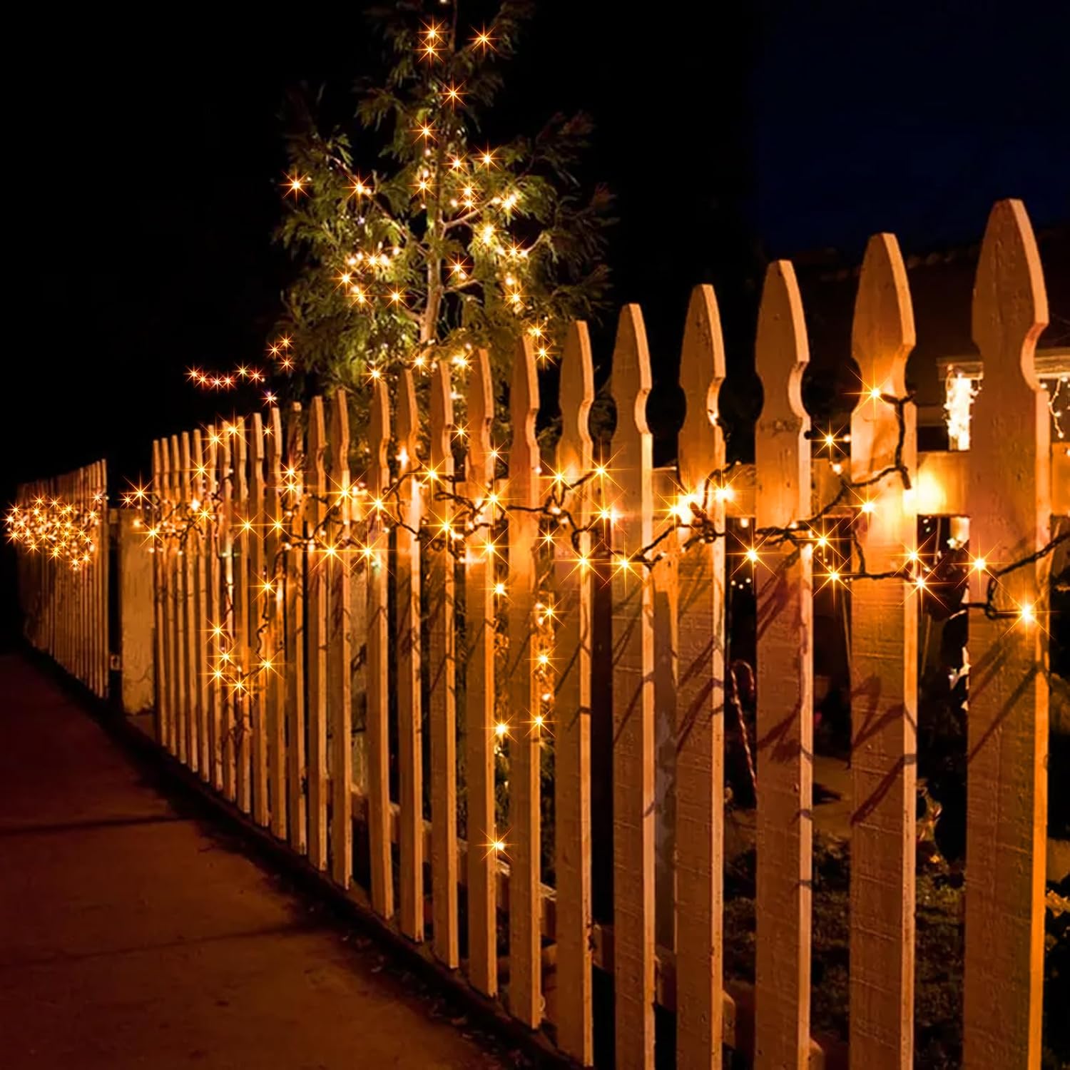 Vanthylit Halloween Lights Outdoor, 82FT 200 LED Halloween String Lights with Music, Waterproof Orange Lights Plug in Motion Sensor Halloween Decorations