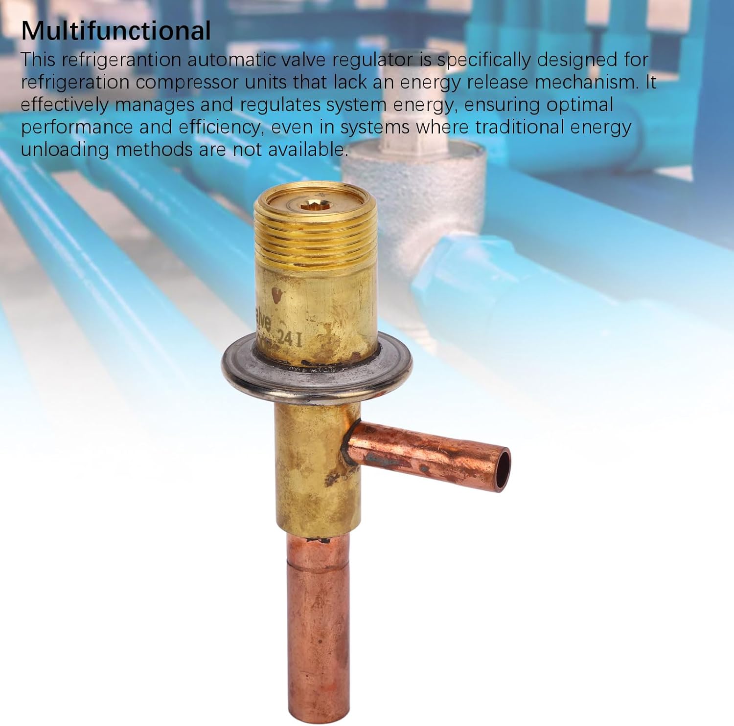 Bypass Valve, Brass 1/4in ODF Inlet 3/8in ODF Outlet Constant Pressure Expansion Valve LFDBV 1.0 Cooling Energy Regulator for AC Compressors and Cooling Systems