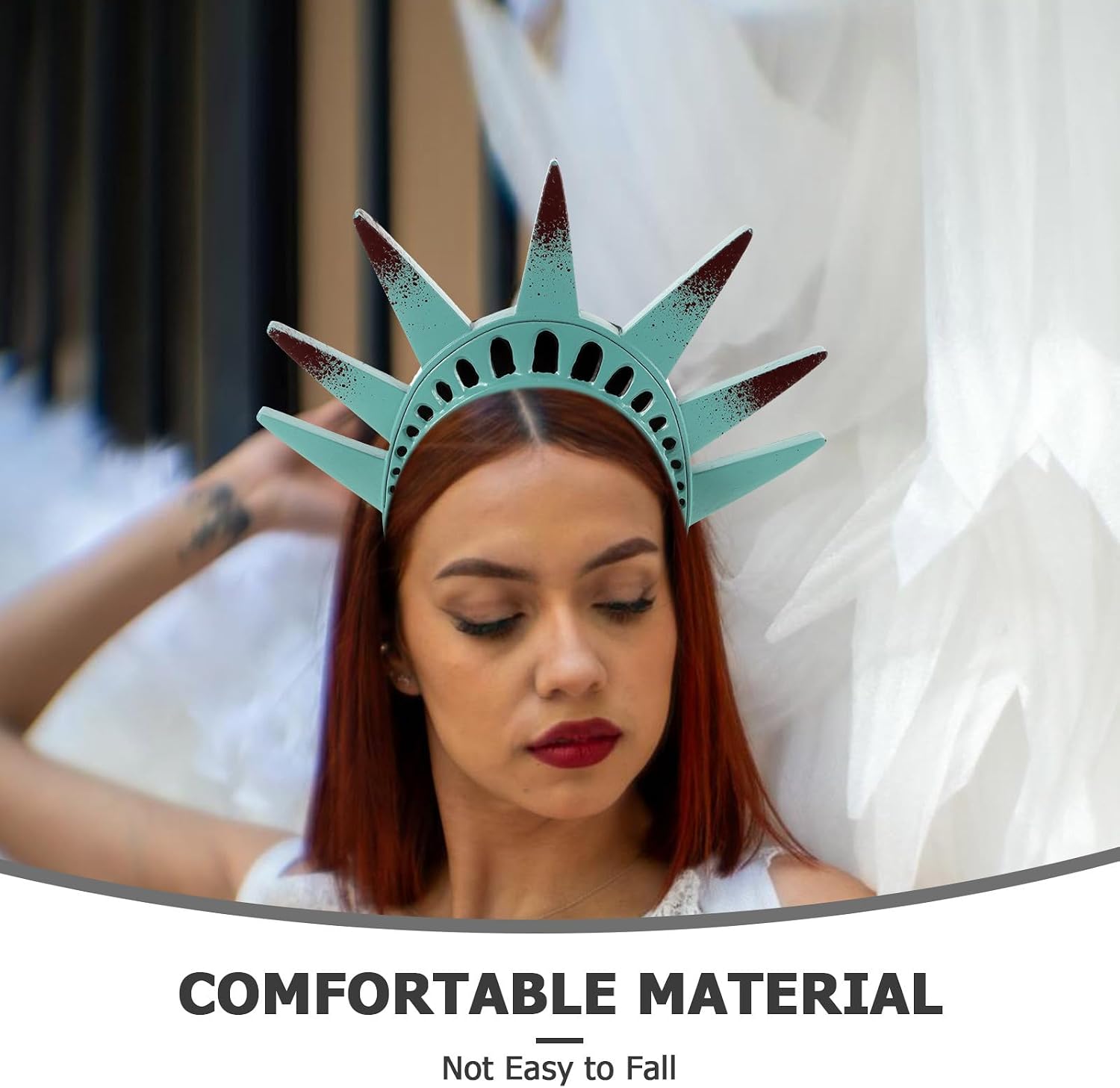 LIFKOME Goddess Headband Statue of Liberty Crown Tiara Statue of Liberty Headpiece Lady Liberty Costume Patriotic Party Accessories Lady Liberty Headband Halloween Party Headwear Pu