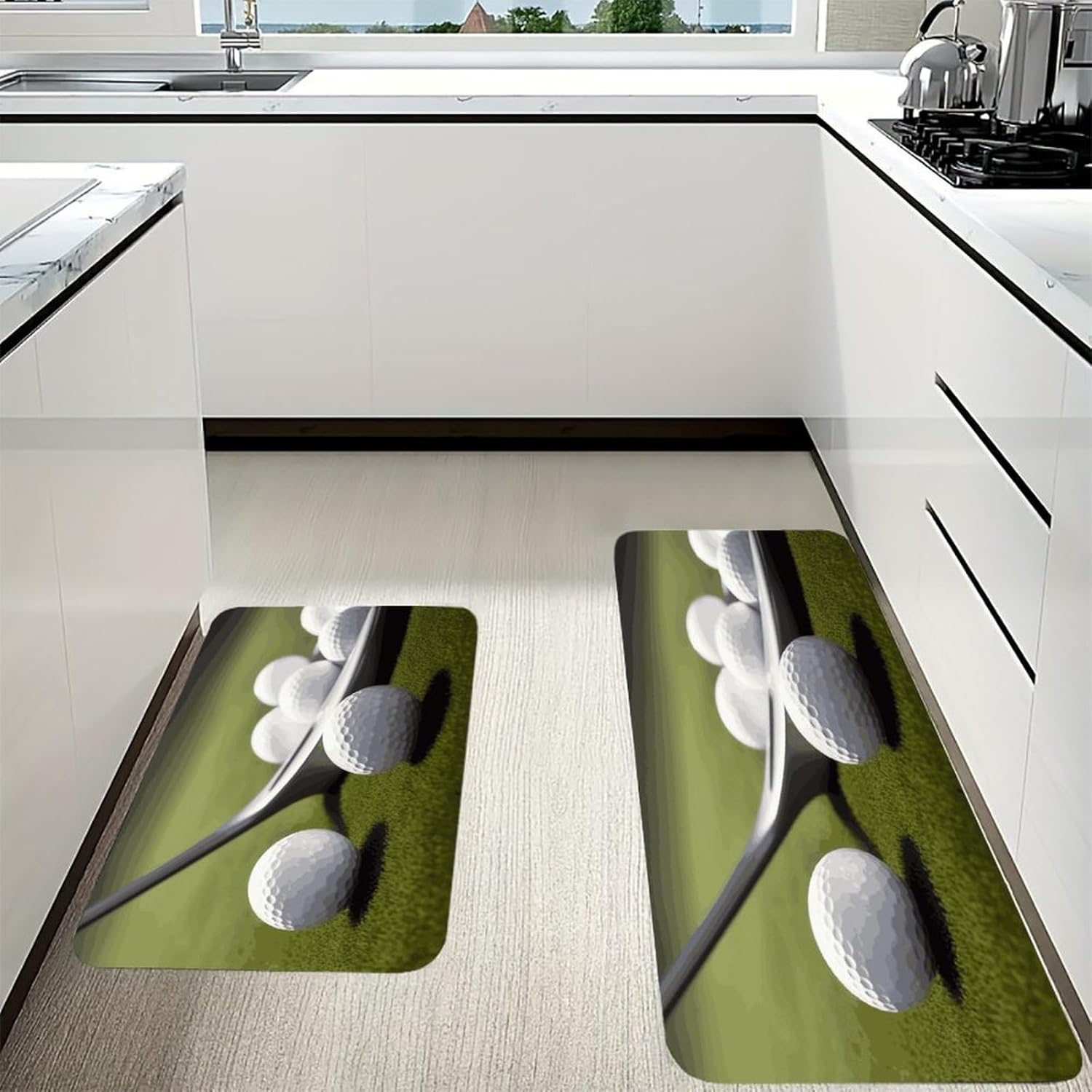 Golf Kitchen Mats with 2PCS Non-Slip Washable,Kitchen Rug Heavy Duty Durable, Floor Mats for Kitchen,Office,Sink,Laundry