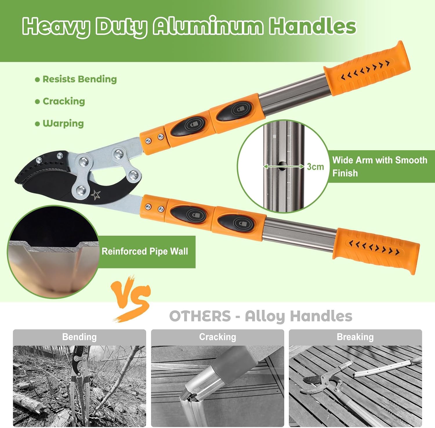 Extendable Loopers for Tree Trimming, 24-42'' Heavy Duty Thick Branches Cutter Lopping Shears with SK5 Steel Blade, Pruning Shears with 1.8” Cut Capacity, Loppers with Compound Action for Gardening