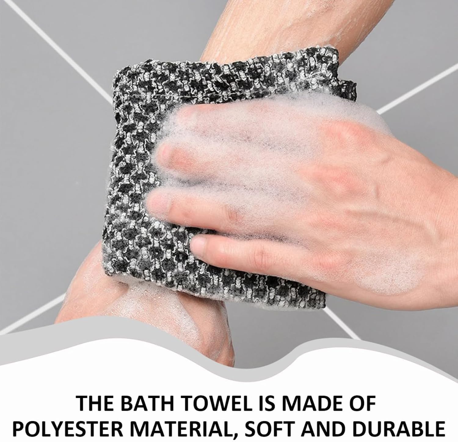 Exfoliating Shower Towel, Exfoliating Skin Bath Towel, Premium Scrub Wash Cloth for Body Face,Exfoliating Washcloth for Men and Woman (Jet Black)