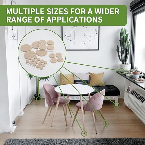 Vista 87 de Almohadillas de fieltro para muebles de madera dura, 68 unidades, almohadillas de muebles, protectores de suelo para pisos de madera dura