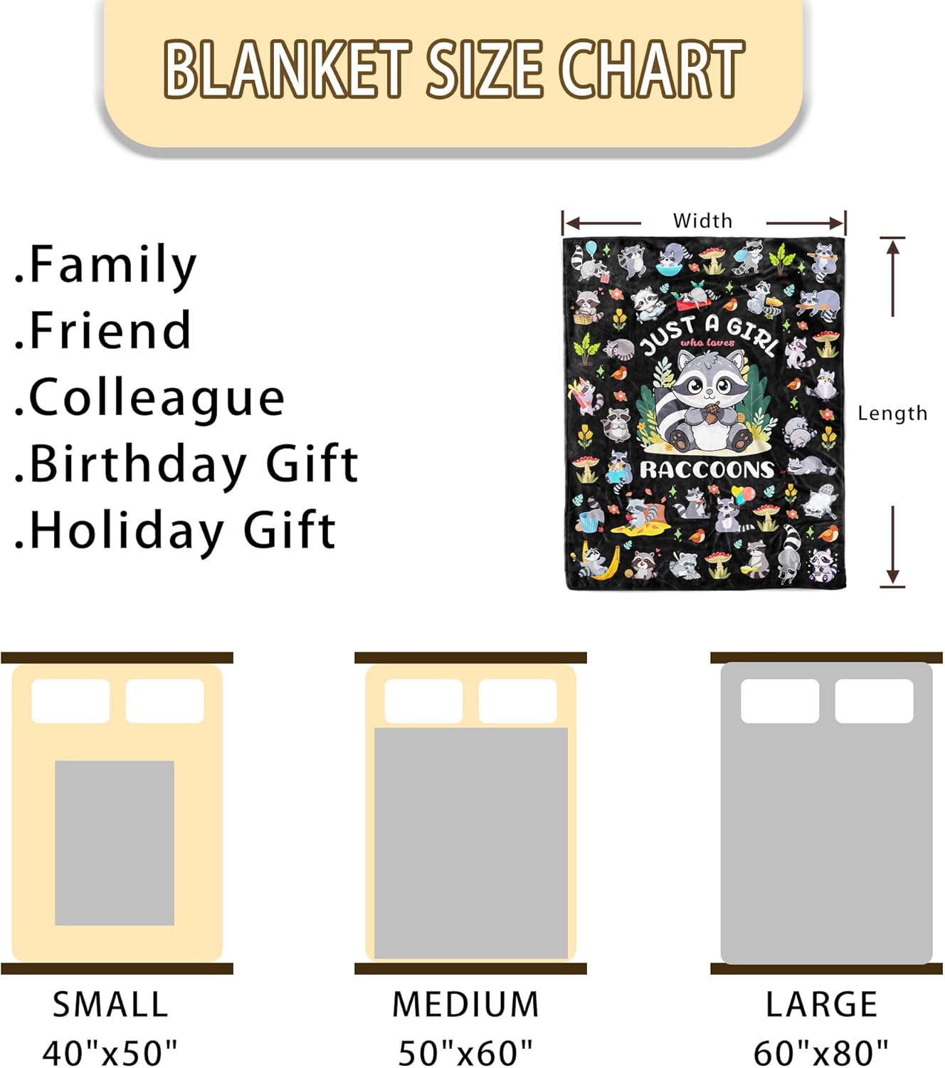 Raccoon Blanket Gifts Lightweight Soft Flannel Raccoons Throw Blanket Raccoon Gift Bedding Decor for Girls Kids Adults 50"x40" - Image 7