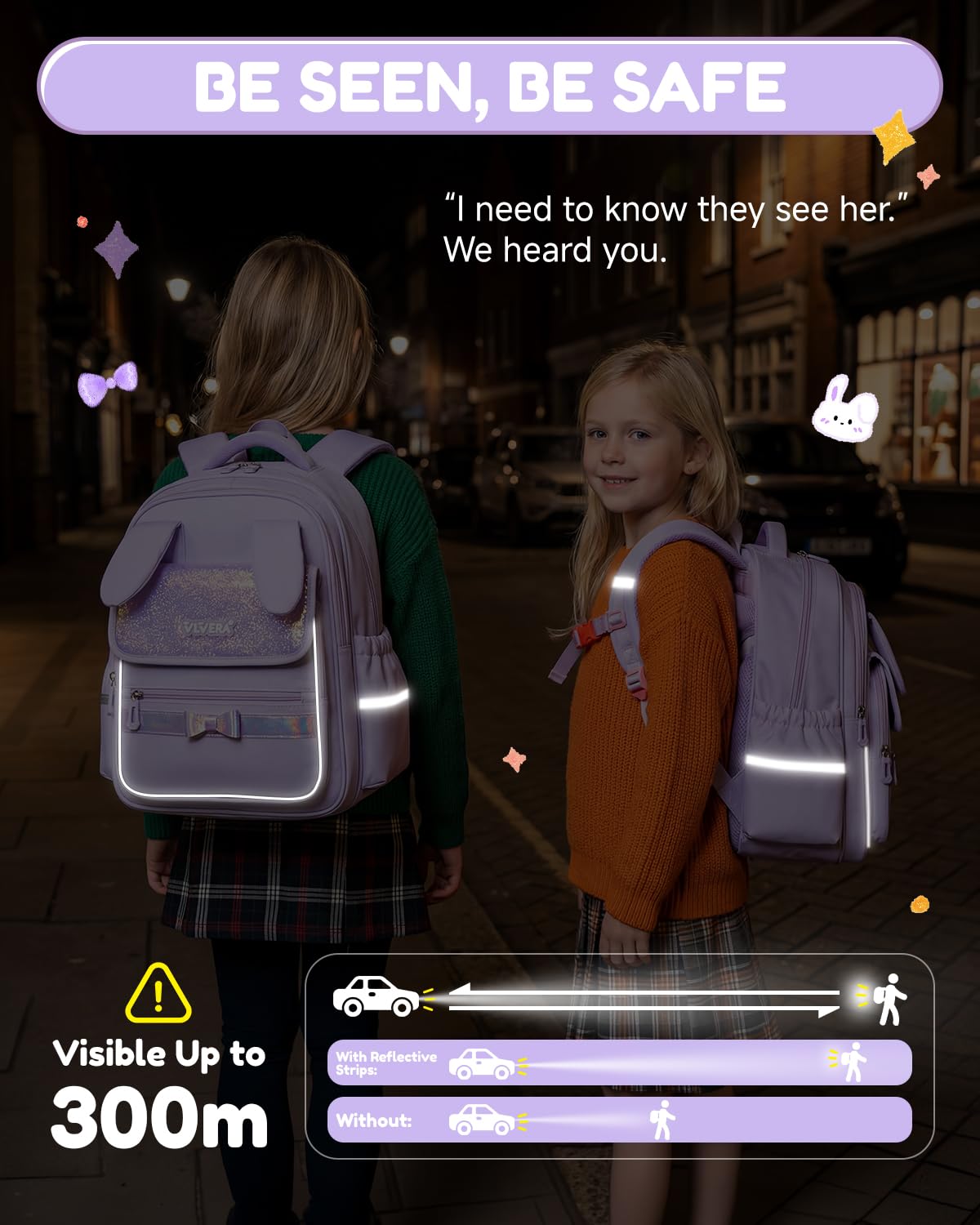 Amythe Zaino Scuola Elementare per Bambine 7-10 Anni – Zaino Elementari Bambina Leggero con Schienale Ergonomico, Bande Riflettenti, Impermeabile per Viaggi e Tempo Libero -Viola