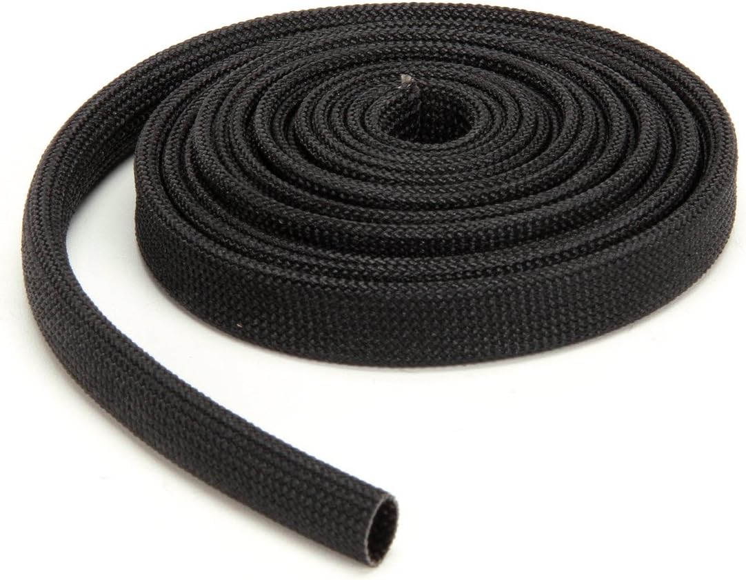 Grainger RES2RMH8 Techflex FGN0.38BK10 Insultherm High-Temperature Resin, Coated Fiberglass Braided Sleeve, 3/8" Diameter, 10' Length