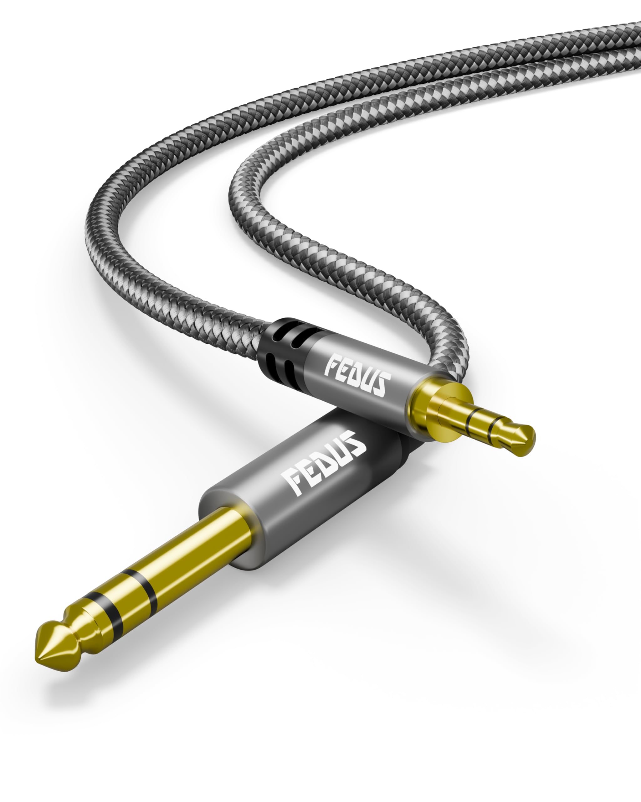 FEDUS 3 M Gold-Plated 3.5mm TRS to 6.35mm Audio Cable 1/8 to 1/4 Mono P38 Stereo Cable, Guitar to Aux Male Cord with Zinc Alloy Housing and Nylon Braid for Guitar, Home Theater, Speaker, Amplifiers-image-12