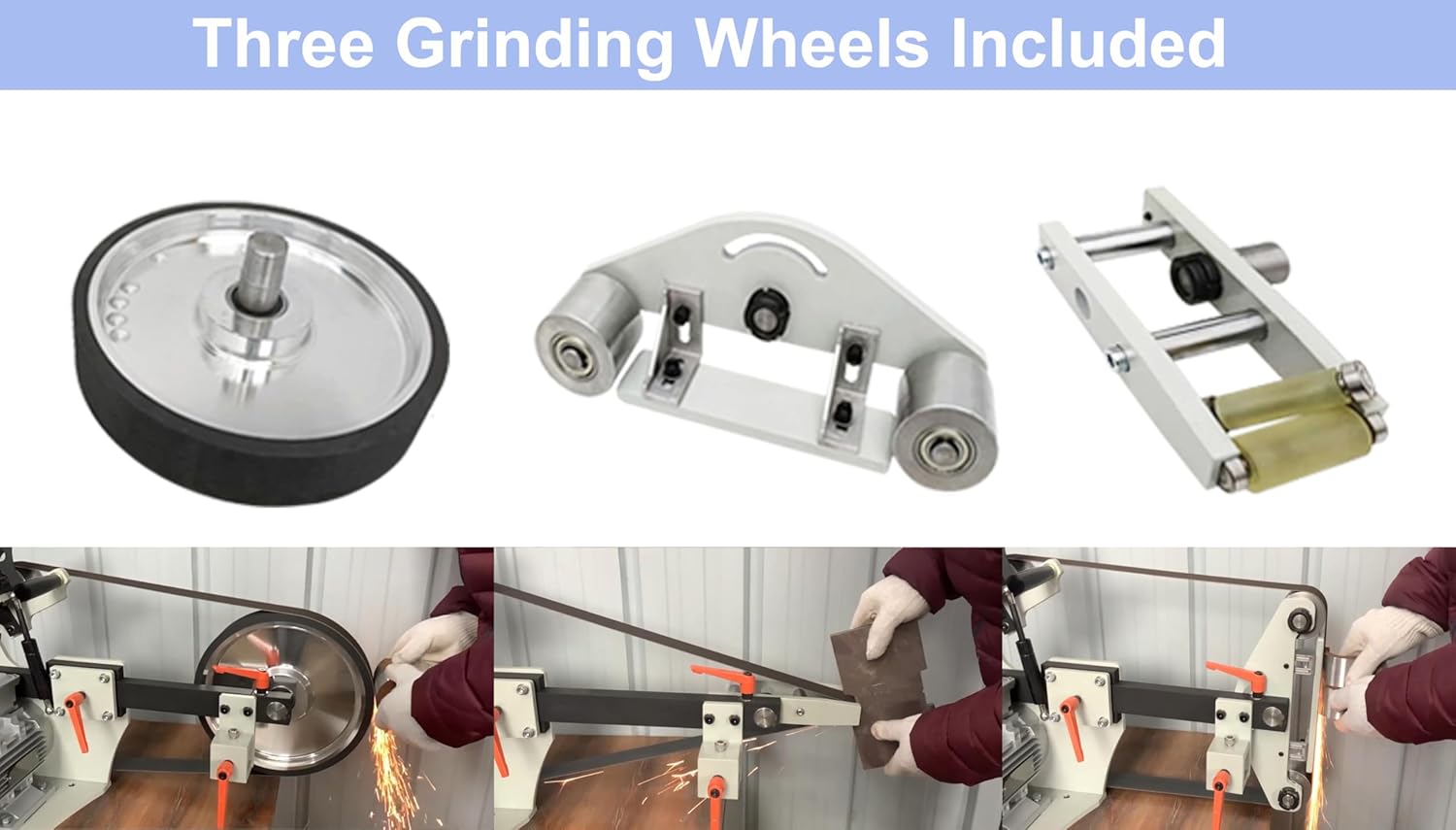 TECHTONGDA Belt Sander Grinder Variable Speed 72inch Belt with 3 Grinding Wheel Bench for Knives Cutting Tools without Base 220V