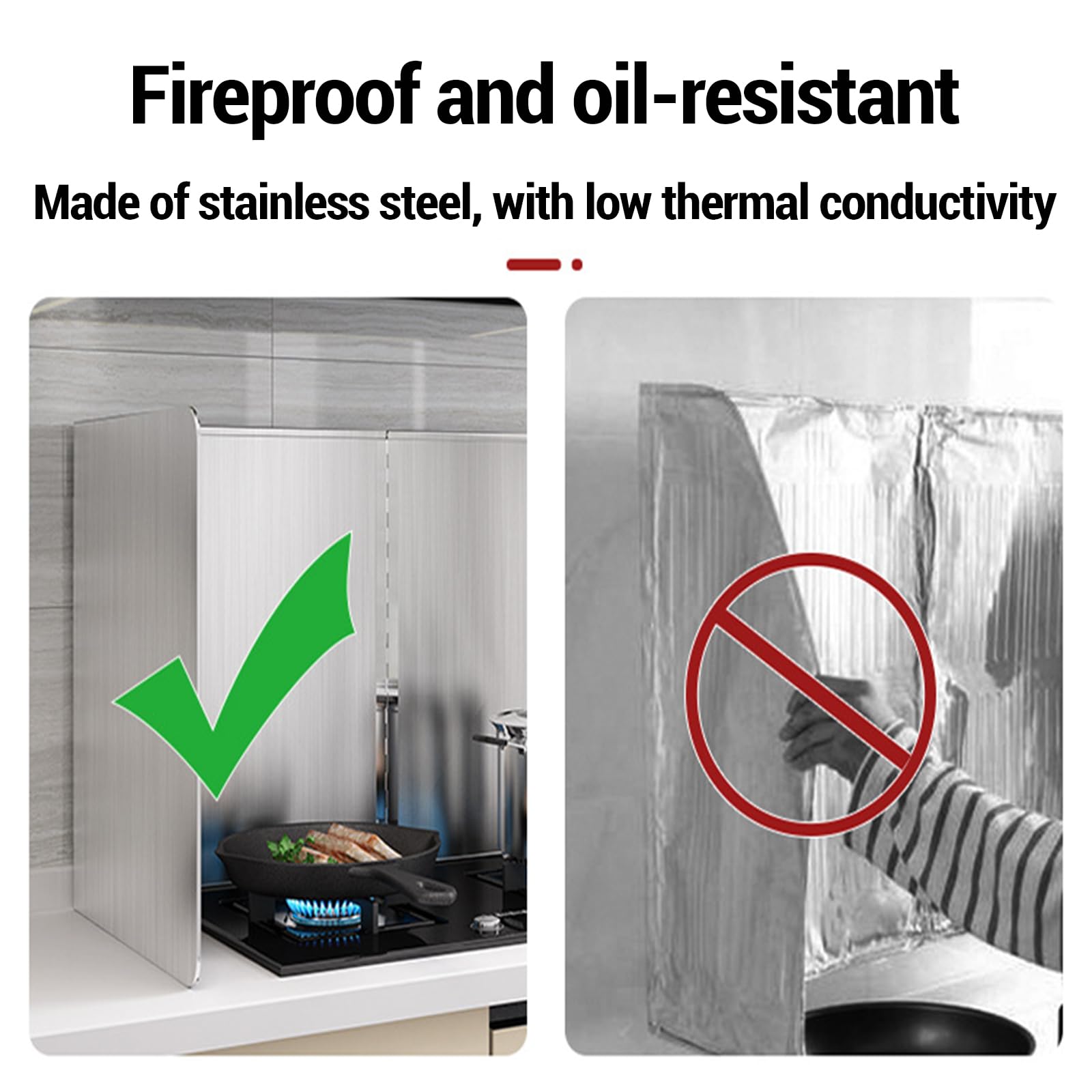 Cuisine Reglable Plaque Anti Projection,Protection D'éCran pour CuisinièRe,CréDence De Cuisine INOX Brossé,Facile à Utiliser,Aux Plaques De Cuisson,Aux éTablis