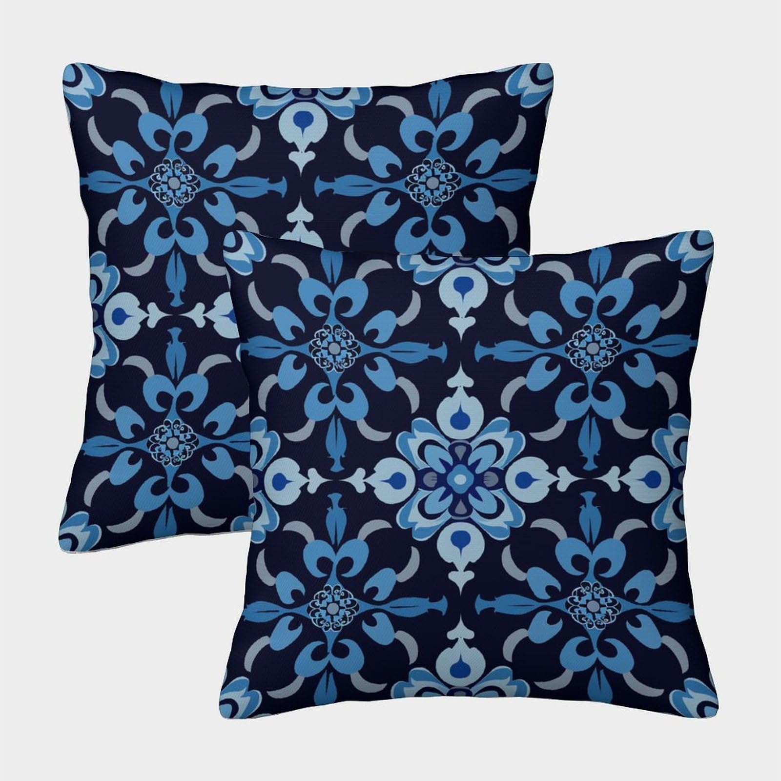 kaiyun 2 Pack Blue Flowers, Abstract Personalised Cushion Cover Home Sofa Decoration 45x45cm Pillow Covers