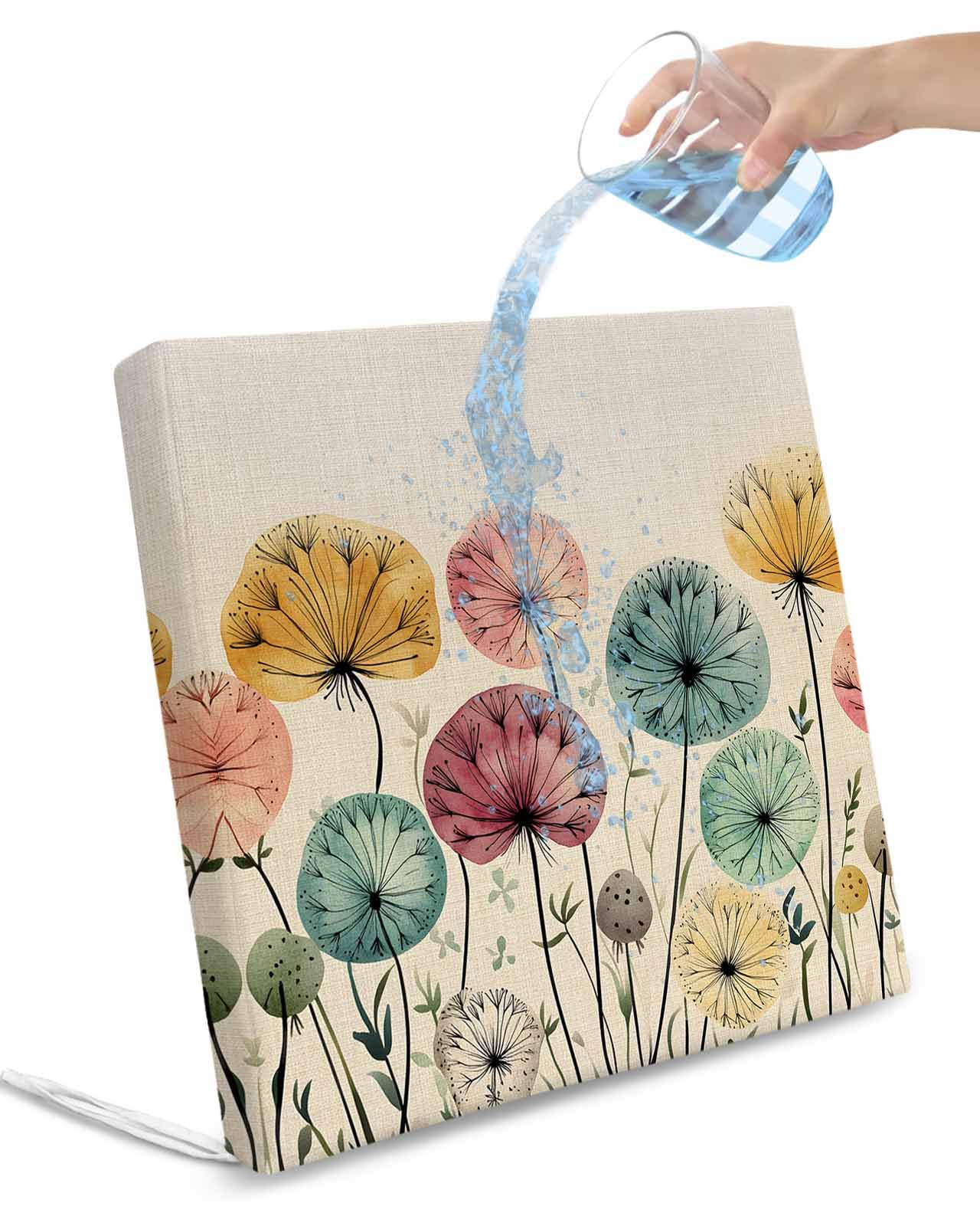 2 Pack Spring Floral Waterproof Cushion Covers with Ties, Outdoor Patio Chaise Lounge Chair Seat Cushion Slip Covers Replacement(Only Cover) Modern Abstract Art Spring Floral Rustic 22