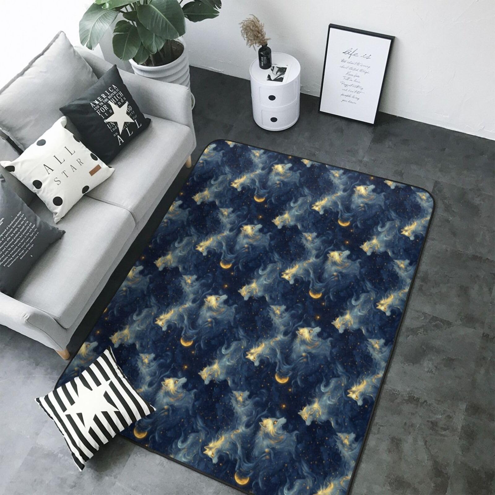Tapis loup grand format antidérapant et lavable pour chambre