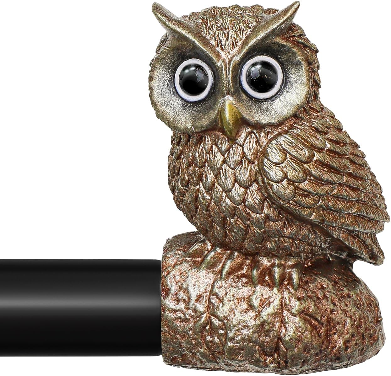 Vintage Decorative Black Curtain Rods for Windows 66 to 120 Inch Adjustable Heavy Duty 1'' Diameter Curtain Rod with Owl Finials for Bedroom Living Room Kitchen Farmhouse (36-120'')