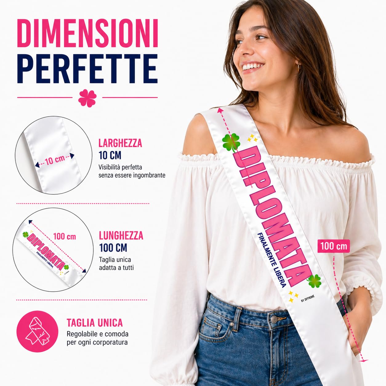 FASCIA DIPLOMATA – Finalmente Libera – Fascia Divertente per Festa di Diploma – Gadget Ironico per Diplomata – Regalo Originale Donna