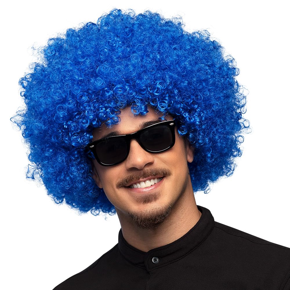 Adults Blue Afro Disc Wig, Assorted Colour/Model