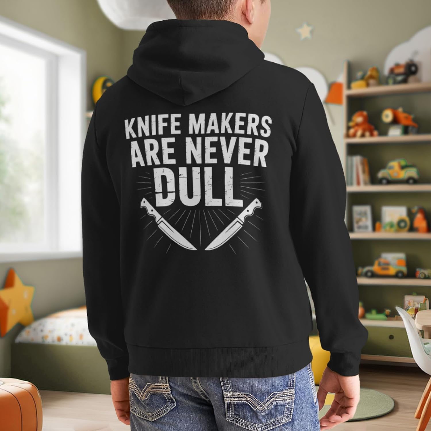 Kids Knife Makers Are Never Dull Funny Knife Making Boys Girls Lightweight Kangaroo Pocket Hoodies