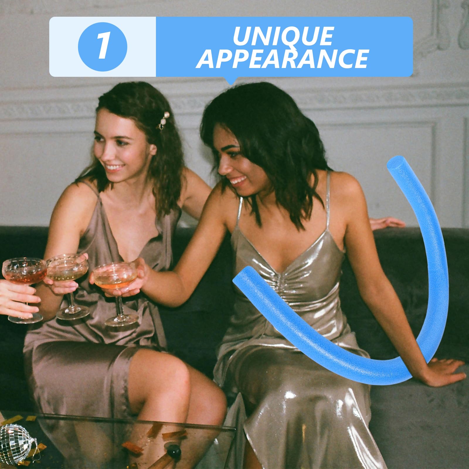 LOGOFUN 4PCS Jumbo Pool Noodles Swimming Pool Noodles Large Foam Pool Noodle Props for Game Floating Training Device Supplies - Yellow & Blue 150CM