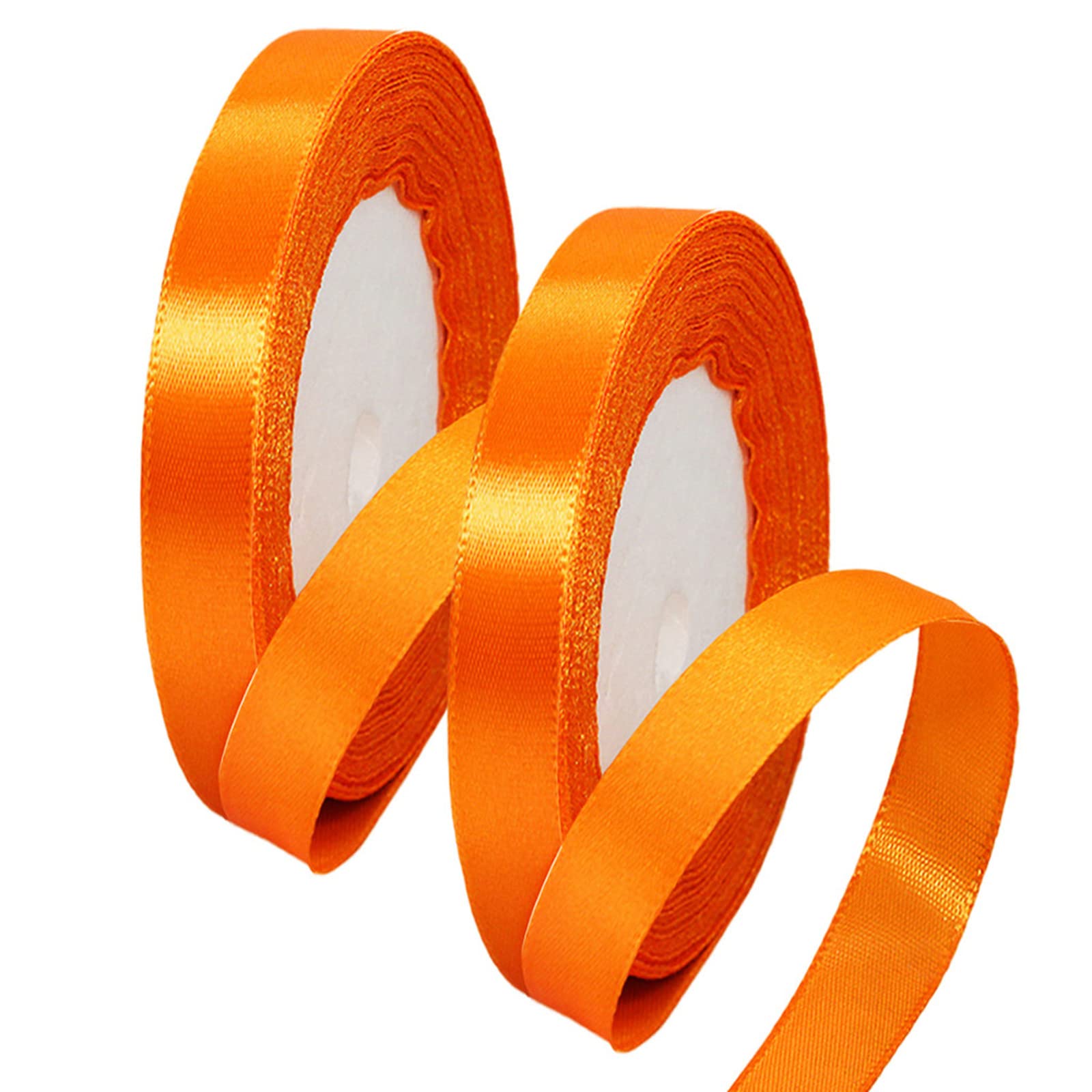 2 Rolls 10mm Wide Orange Ribbon Orange Halloween Ribbon for Gift ...