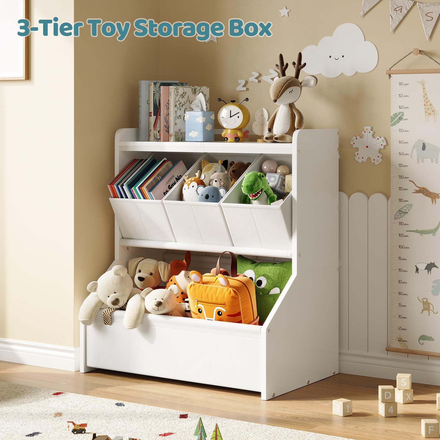 FOUCSSOMEI Kids Toy Storage Organizer with Display Shelf Playroom & Nursery