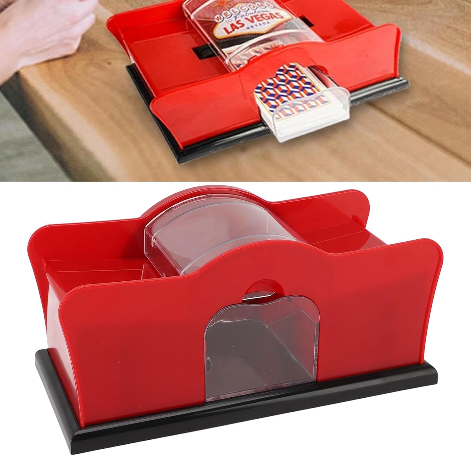 Yosoo Health Gear Manual Card Shuffler with Hand Crank 1-2 Deck Casino Card Shuffler, Sturdy Plastic Portable Manual Card Mixer Shuffling Tool for Home Party
