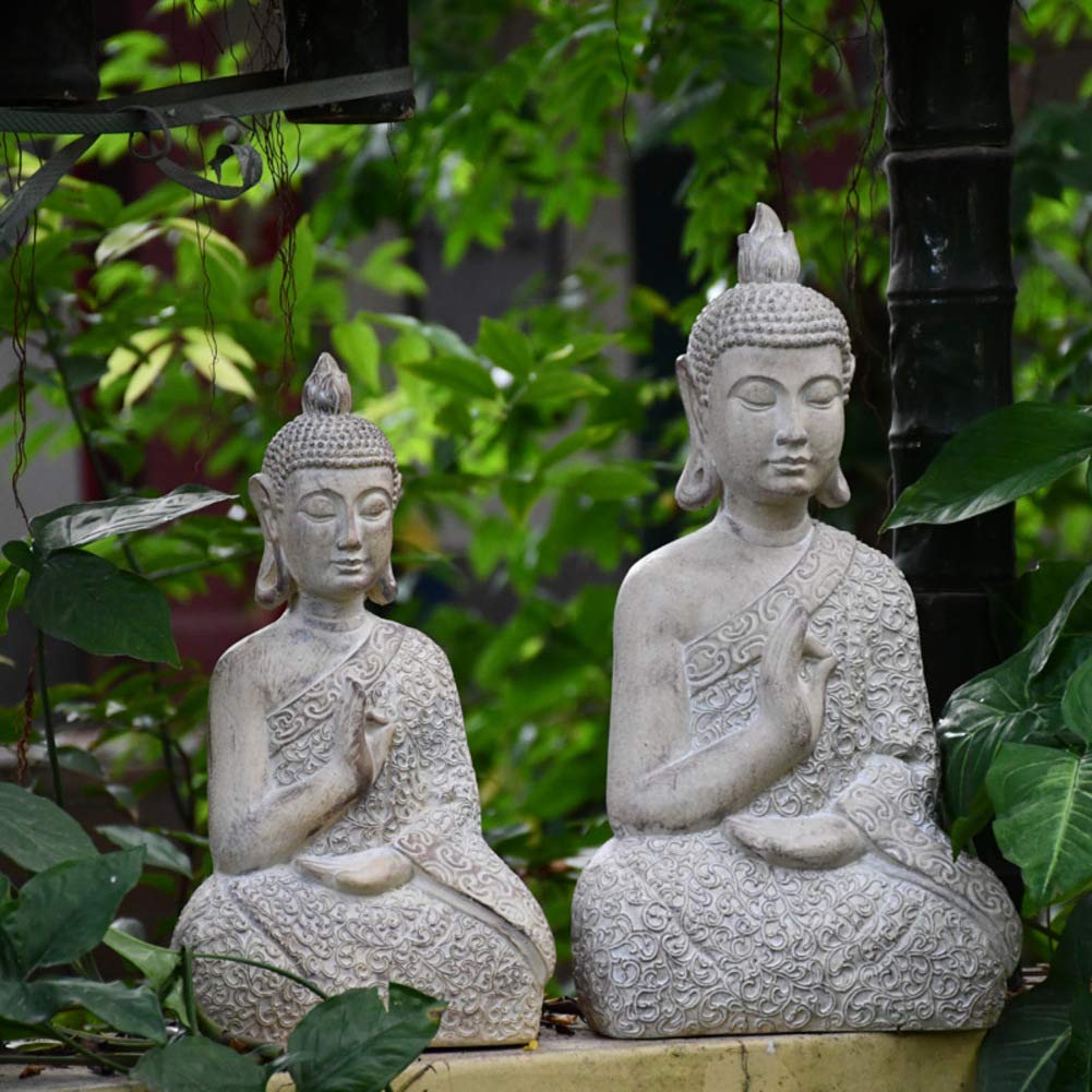 ZXQUEGF Statua di Buddha da Giardino, Statua Decorativa Zen, Ornamenti di Regali Religiosi, Giardino Creativo per Interni ed Esterni, Decorazione Artistica da Giardino B 43x25x15 cm