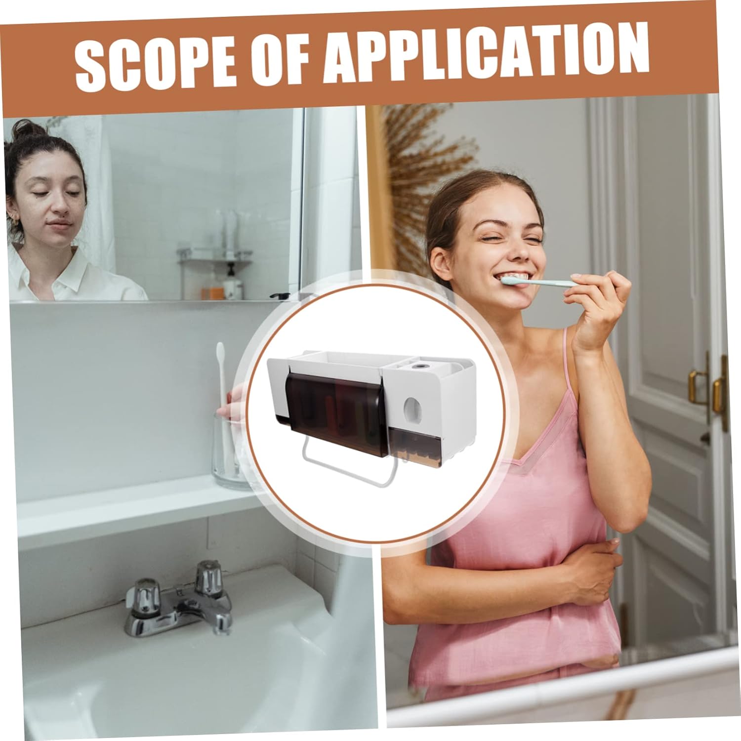 Amosfun Multifunctional Wall-Mounted Toothbrush Holder Easy Installation Strong Construction Organized Storage for Bathroom Accessories Space-Saving Design for Countertop Areas