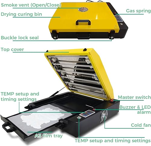 Miniatura 6 de Calentador de horno DTF A3A4 con 6 lámparas, película de transferencia de curado de horno DTF Modelo de cajón de hojas DTF, horno de transferencia