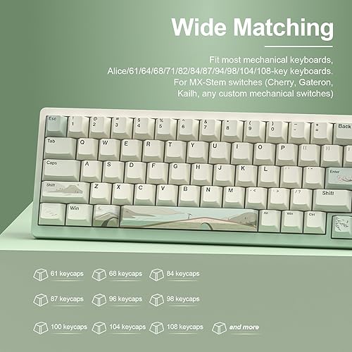 Miniatura 8 de YUNZII QL75 Wireless Typewriter Retro Mechanical Keyboard(Green, Cocoa Cream V2 Switch),Spring Tea Keycap Cherry(Cherry Profile, Spring Tea)