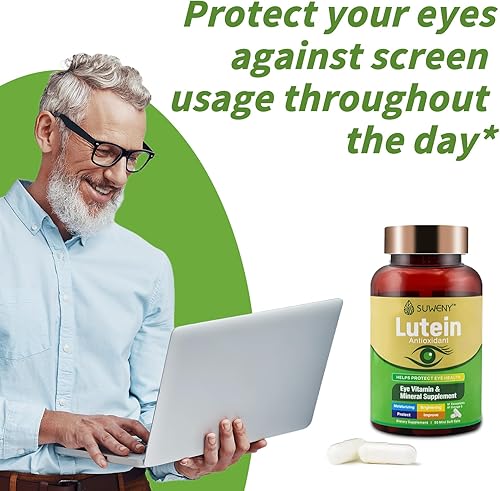 Miniatura 7 de Suplemento de vitaminas oculares de luteína para adultos, 90 cápsulas, apoya la salud ocular con zeaxantina, zinc, vitaminas C y E, fórmula vegana