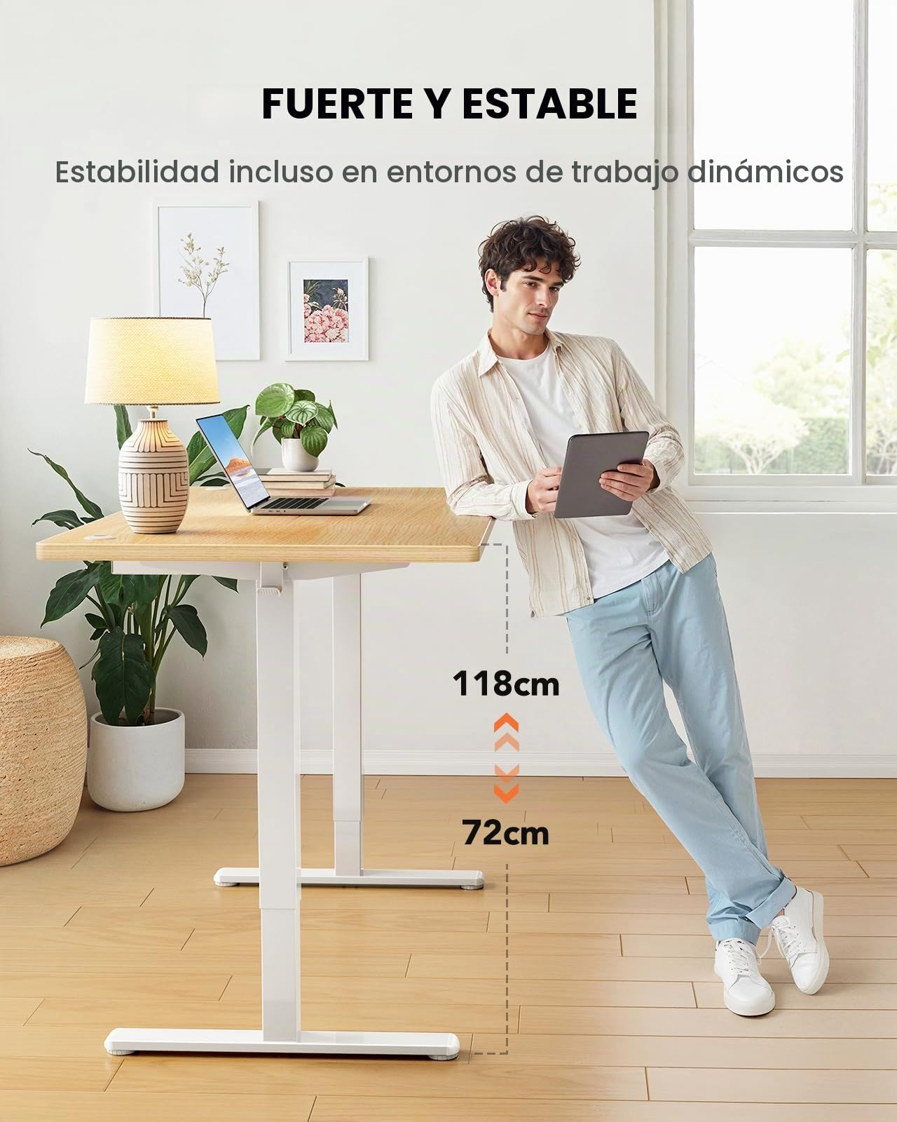 ErGear Escritorio Eléctrico en altura120x80cm,100KG de Capacidad de Carga Escritorio Ajustable con avanzado Motor sin escobillas,Robusto armazón metálico,Tablero de Cuatro Partes