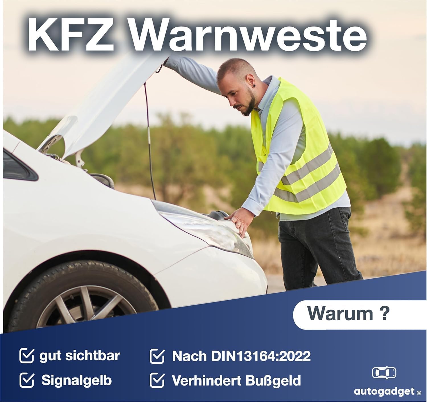 Kit 3 en 1 - Kit de premiers secours pour voiture 2024 : trousse de secours conforme à la norme EN ISO 20471, trousse de secours et gilet de sécurité, triangle de signalisation - Accessoires pour voit
