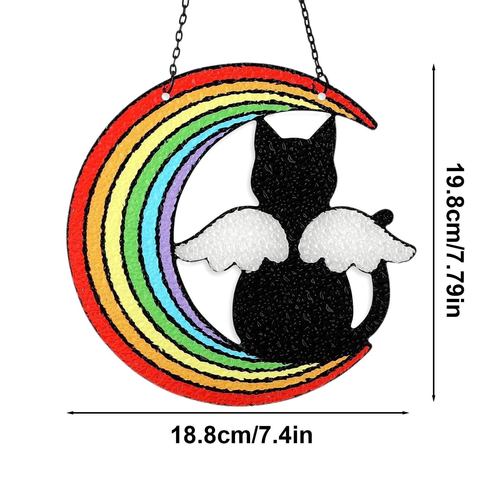 Erinnerungs-Kristall-Sonnenfänger Für Verstorbene Katzen – Schillerndes Gedenkgeschenk Mit Regenbogeneffekt Für Garten Oder Fenster