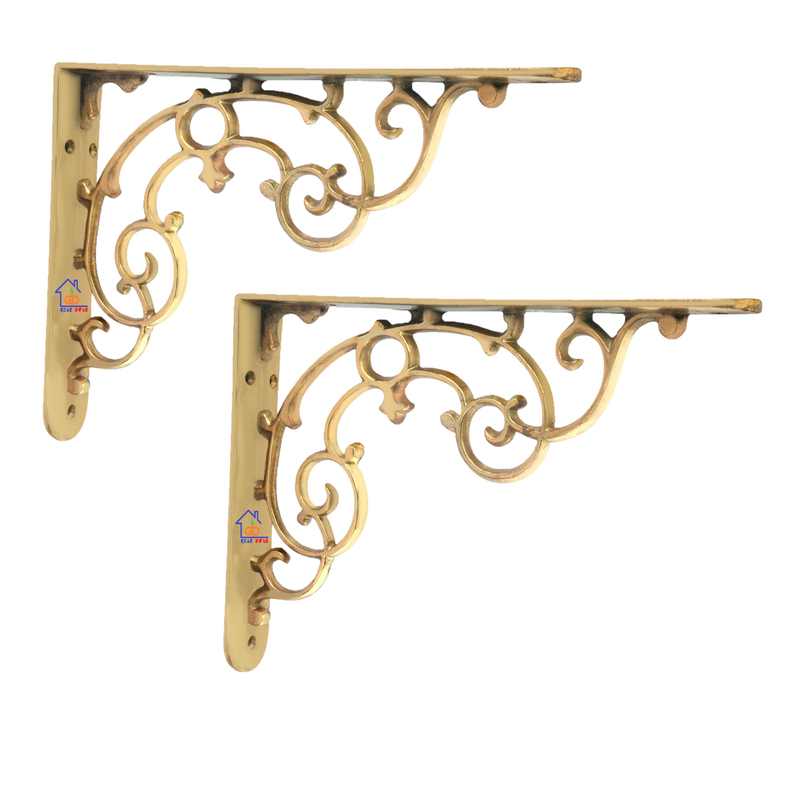 Metal Handcrafted Shelf Bracket for Floating Shelves L Angle Decorative Corner L Shaped Brace Joint Heavy Duty Wall Mounted Shelf Supporter Corner Brace Holder (Pack of 4, Brass Antique) — Amazon image 8