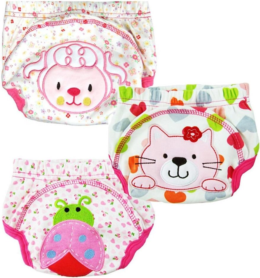 3pcs Baby Boy Girl Infant Kids Toilet Potty Training Pants Cloth Under... Pink L