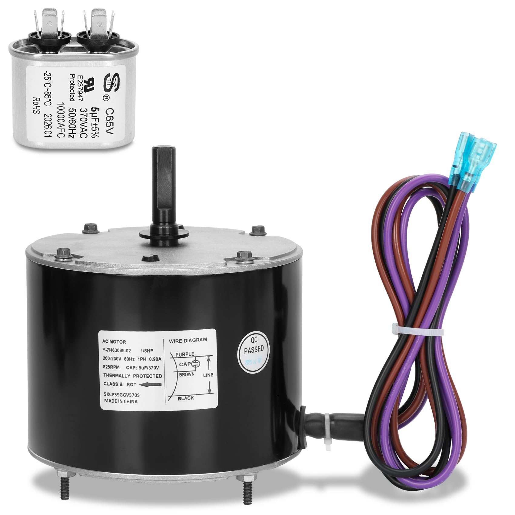 Photo 1 of 1085926 Condenser Fan Motor for ICP, 1/3 HP 208-230V 1075 RPM, 48Y Frame, Single Phase, 5µF Capacitor, CW Lead End, Replacement for ICP Heil Tempstar K55HXGDD-8119 HC41GZ001B 1082642 1064946