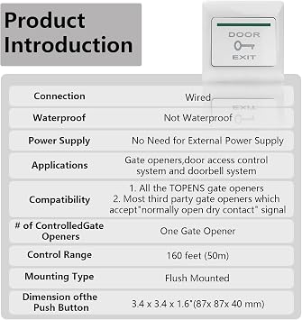 Push Button Door Release- Door Exit Switch Receptionist Release Button No/Com Switch Door Access Control System 12v 3a,Surface Mount Exit Button, White