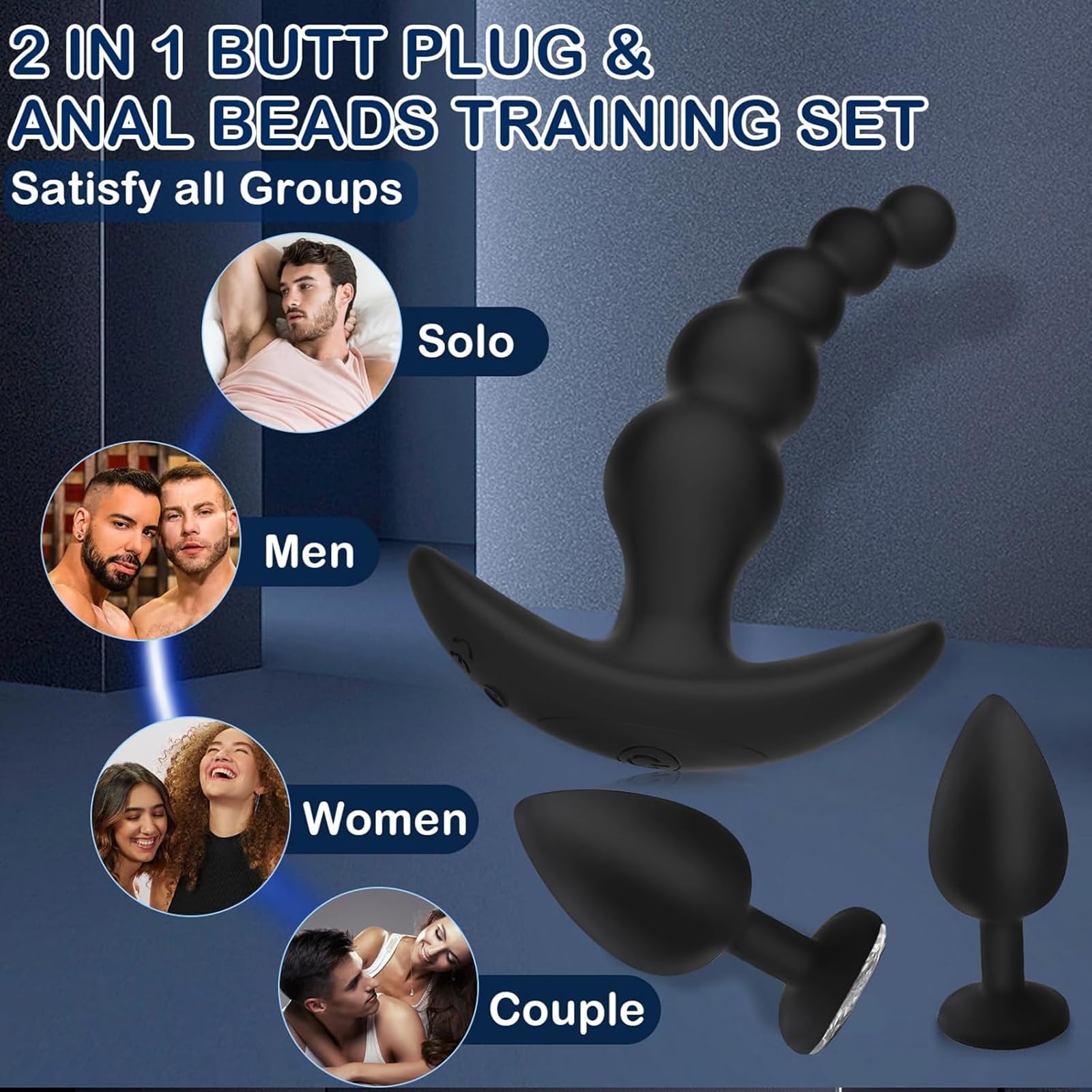 Lot De 3 Perles Anales Vibrantes, Plug Anal Rechargeable, Masseur De Prostate, Contrôle Par Application, 10 Vitesses De Vibration, Jouet Anal, Jouets Sexuels Anaux Pour Hommes, Femmes Et Couples
