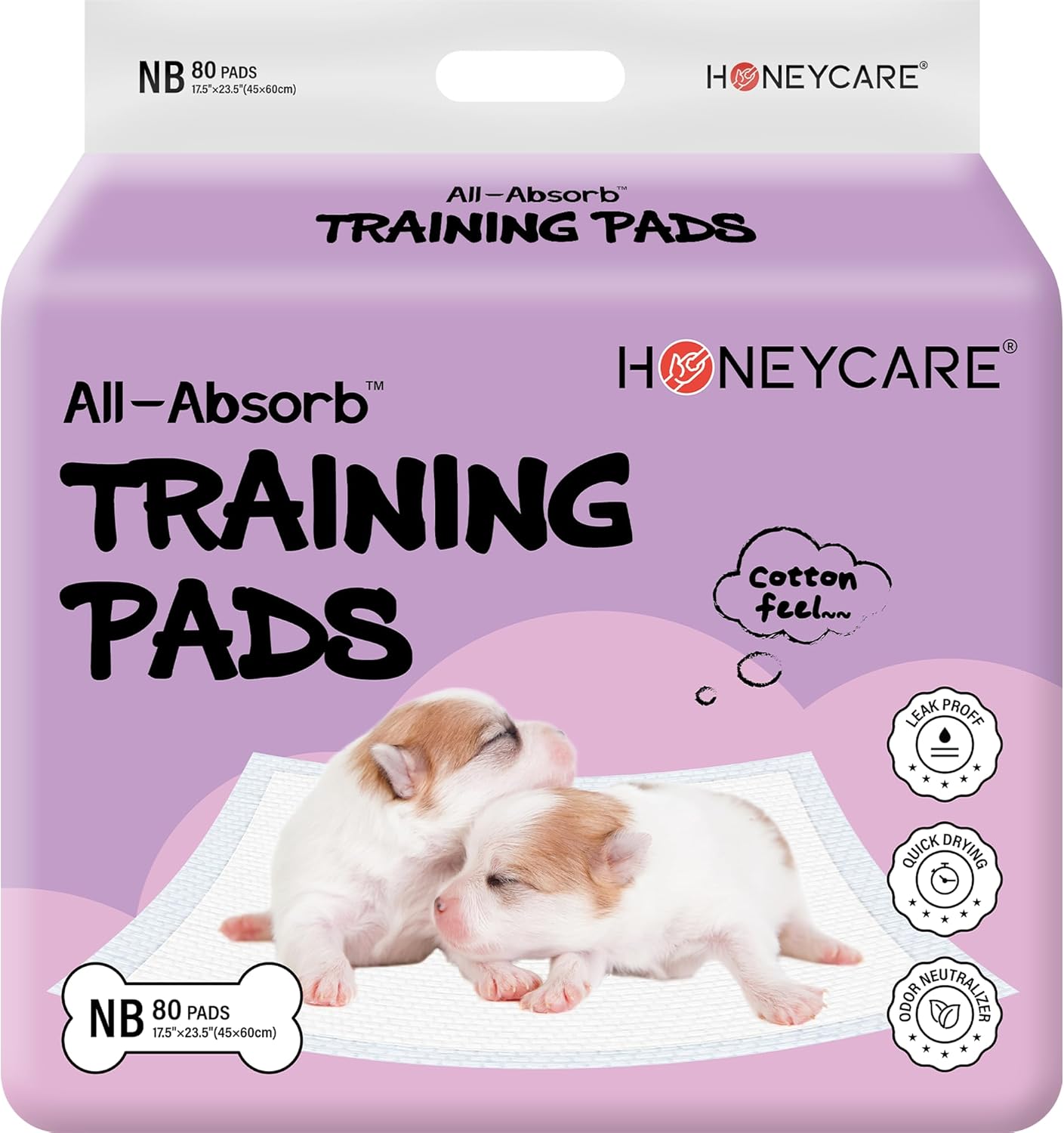 HONEY CARE All-Absorb Training Pads for New Born Puppies I Ultra Soft Surface Like Baby Diapers I Super Absorbent Puppy Pads I Super Soft Puppy Pee Pads I 17.5" by 23.5", 80 Count