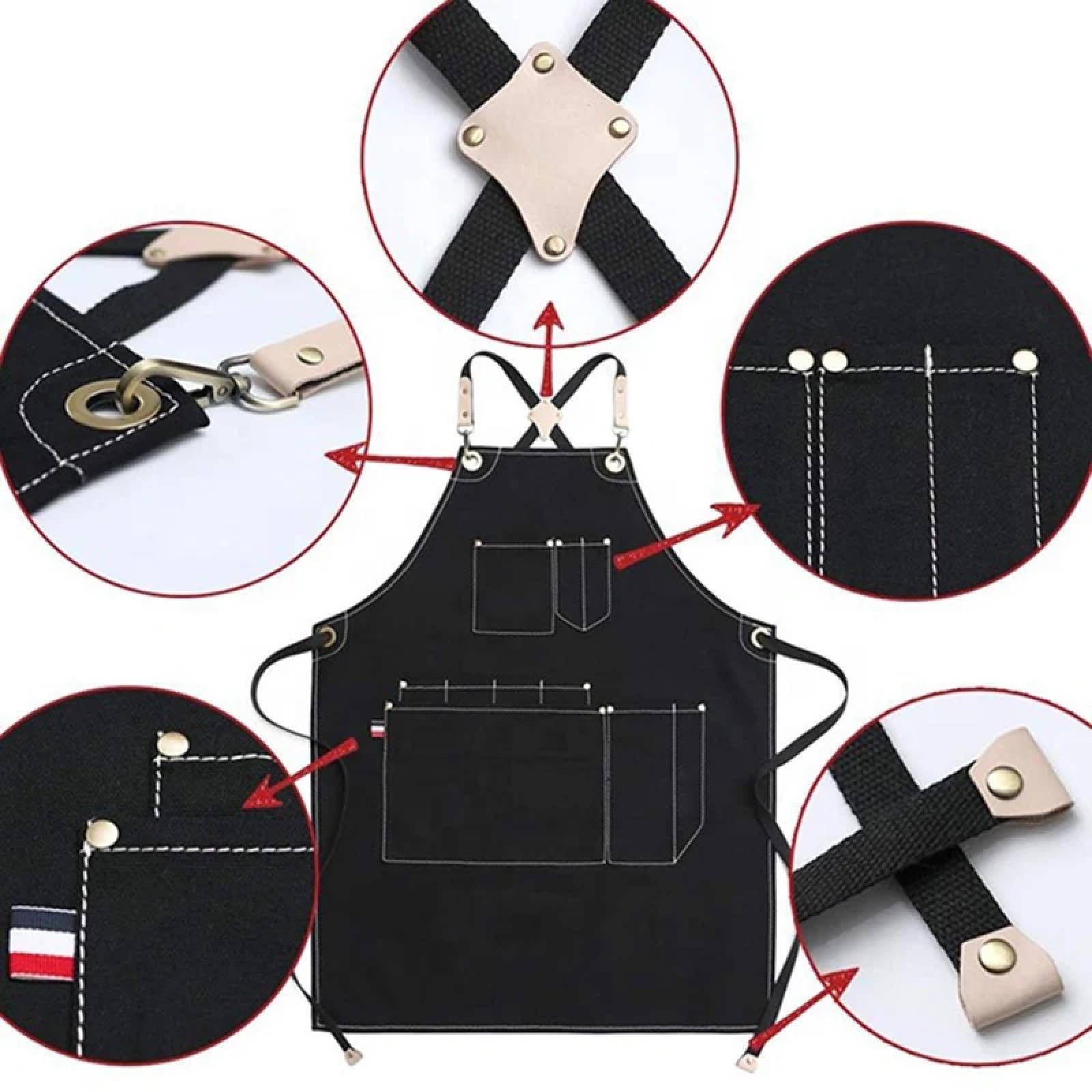 Delantal Cocina Baberos Delantal De Lona Ropa De Trabajo Unisex para Hombres Babero Cocina Ajustable para Mujer con Bolsillos para Herramientas Delantales De Cocina